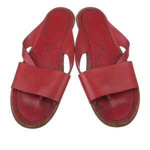 JIL SANDER red leather sandal flats 39.5
